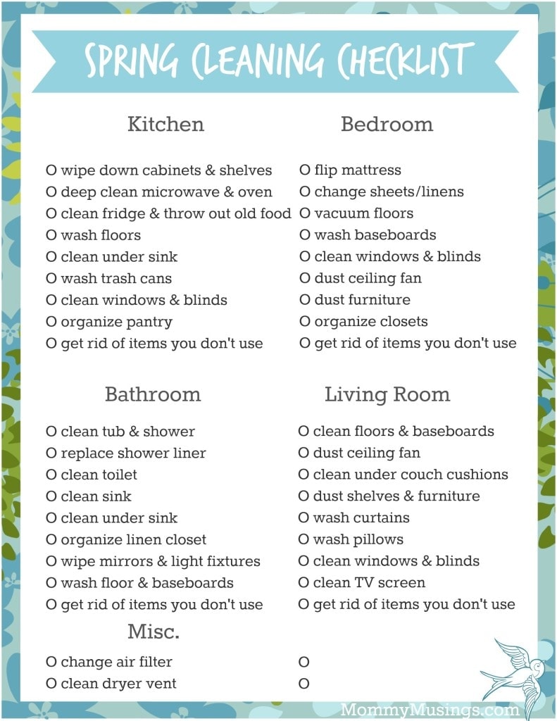 Free Printable Spring Cleaning Checklist