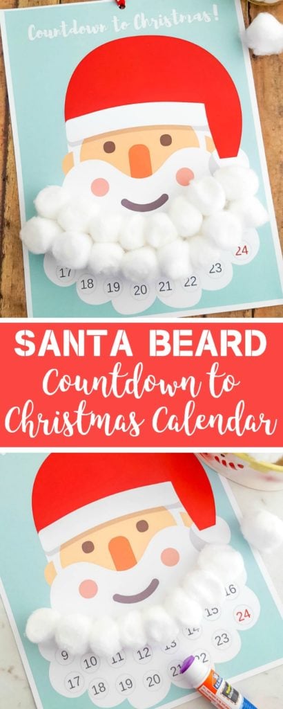 Free Printable Santa Beard Advent Calendar | DIY Countdown to Christmas ...