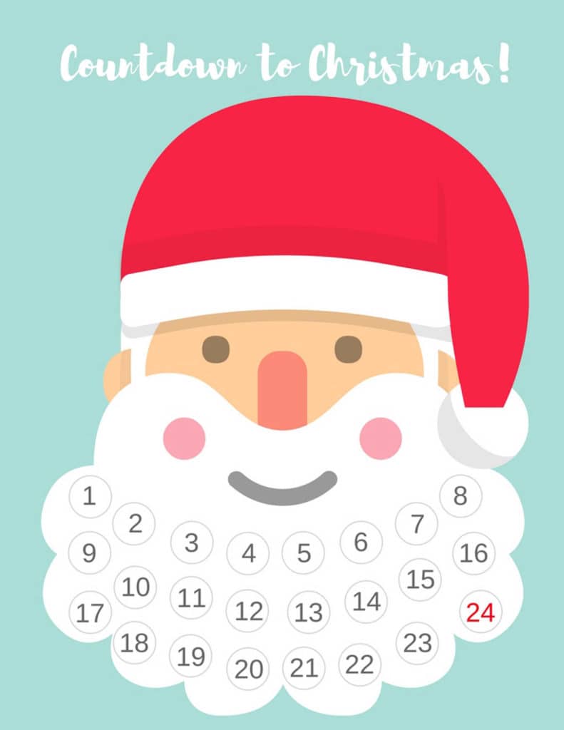 Free Printable Santa Beard Advent Calendar