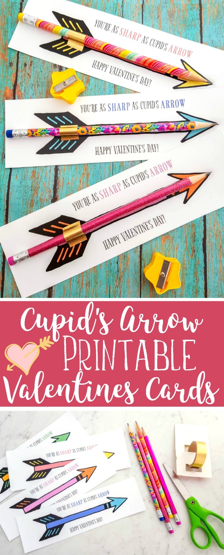 Free Printable: Cupid's Arrow Pencil Valentines • Homemaker's Habitat
